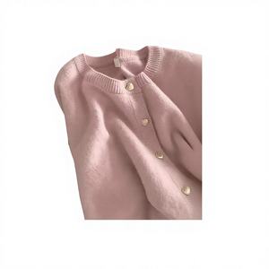 Cárdigan de Punto Rosa para Mujer, Primavera y Otoño, Estilo Suave, Terciopelo de <span class=keywords><strong>Mapache</strong></span>, Suéter Corto de Alta Calidad, Top Pequeño - Product Image 1