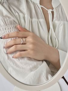 Dylam Hypoallergenic Non Tarnish Minimalist S925 <b>Silver</b> Rhodium 18K Gold Plated Irregular Wave 2 Layer <b>Adjustable</b> Women <b>Rings</b> - Product Image 4