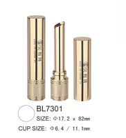 Contenitore per Balsamo Labbra in Alluminio Dorato Sottile con Logo Personalizzato, Scanalature Verticali Spazzolate, Diametro 6.4/11.1mm, Confezione Cosmetica