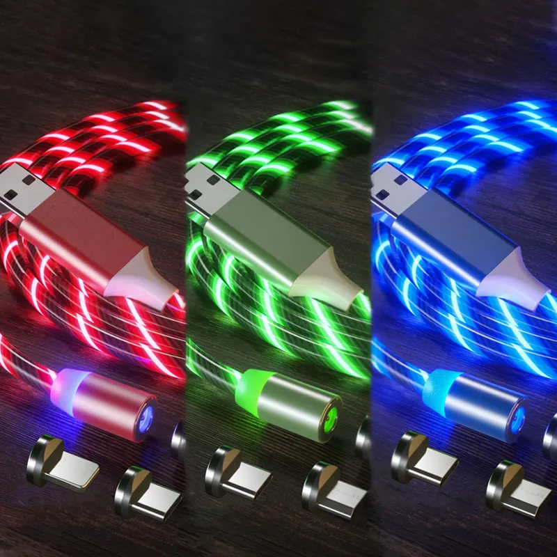 Fabrik Original Hochwertige LED Magnet Typ C 2A Schnell lade LED 3 in 1 Multi Magnet USB Ladekabel für Datenkabel