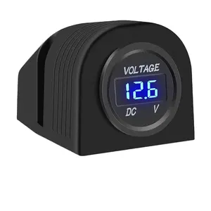 Car Voltage Meter LED Display with Tent Type Round Panel DC 12V 24V Waterproof Voltmeter Gauge Digital Voltage Tester Meter