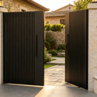 Portail de cour moderne en aluminium de 6 pieds, design à lattes verticales, automatique, électrique, pour villa, jardin, intimité, sécurité, cour arrière, extérieur, 3D