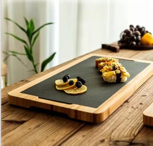 <span class=keywords><strong>Plateau</strong></span> décoratif <span class=keywords><strong>rectangulaire</strong></span> <span class=keywords><strong>ardoise</strong></span> bambou desservant moderne - Product Image 4