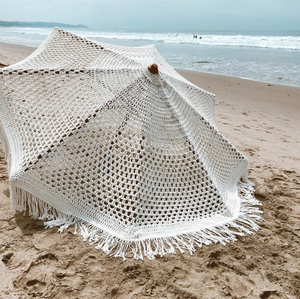 卸売り2m 2.5m 3m大型高級ビーチ屋外用マクラメクロシェットパラソルフリンジ付きリゾートホームデコレーションBohoパティオ傘 - Product Image 2