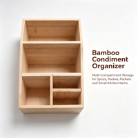 Organisateur de bureau en bambou naturel, multi-compartiments, pour fournitures de bureau, cosmétiques, épices de cuisine
