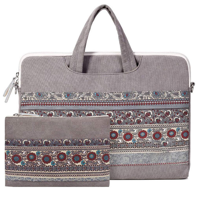 New Bohemian Printed Canvas 15" Laptop Sleeve Shoulder Tote Messenger Bag Fashion Canvas Laptop Briefcase Bag for Unisex Daily