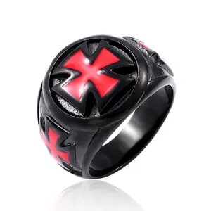 Anillo de acero inoxidable con cruz de hierro para hombre, soldado de acero SS8-394R, joyería de pulido inteligente con personalidad popular para Europa