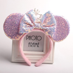 Serre-tête à paillettes Oreilles de Souris pour Noël et Halloween, Serre-tête de Princesse <span class=keywords><strong>Raiponce</strong></span> Minnie Mouse pour Costume de Cosplay et Anniversaire - Product Image 3