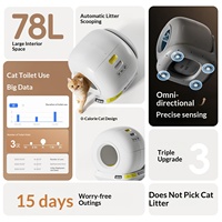 Bac à litière intelligent pour chat, nettoyage automatique, toilette pour chat entièrement fermée, anti-trace, bac extra large en PP, commande à distance WIFI