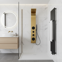 Panneau de douche mural en acier inoxydable finition or titane brossé jaune avec modes de pulvérisation multiples disponibles