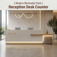Bureau d'accueil oblong en bois de style moderne et écologique pour hôtel, bar, salon, restaurant – Conception personnalisée pour la plantation printanière