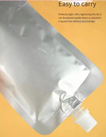 Pochettes souples personnalisées en aluminium imprimées par gravure avec bec verseur pour jus et lait – Réutilisables, transparentes, avec buse de distribution