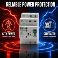 Commutateurs électriques de transfert automatique à double alimentation CNFLY Din Rail AC ATS L N 220V, petits, 2P 63A, en cuivre, CE