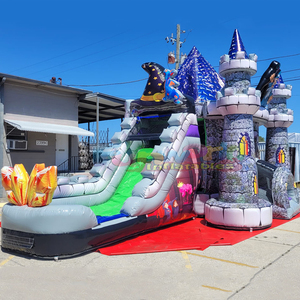Outdoor wet or dry dual lane combo bouncer commercial <b>inflatable</b> wizard bounce <b>house</b> with water slide - Product Image 2