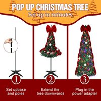 Sapin de Noël artificiel pré-éclairé de 2,10 m avec 240 lumières LED blanc chaud/multicolores, installation facile, support pliable et repliable