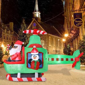 ป้ายตกแต่งคริสต์มาสรูปซานตาค<span class=keywords><strong>ล</strong></span>อสบินบนเครื่องบินขนาด 6.4 ฟุต พร้อมเฮลิคอปเตอร์ซานตาคลอสเป่า<span class=keywords><strong>ล</strong></span>มมีไฟ LED สำหรับตกแต่งภายนอก - Product Image 1