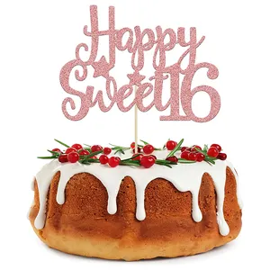 1 Chiếc Phích Cắm Tiệc Bánh Sinh Nhật Vui Vẻ Thứ 16 Màu Xanh Dương Lấp Lánh Đồ Trang Trí Làm Bánh Cho Bé Trai Bé Gái - Product Image 1