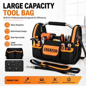Water-Repellent Large Carrier Car Dateling <b>Bag</b> Electrician 600D Multi Pockets <b>Tool</b> <b>Bag</b> with Steel Pipe Handle for Repairman - Product Image 1