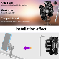 Accessoires de moto en alliage d'aluminium antivol, bras à double douille, rotation à 720 degrés, tête de boule de 25 mm, réglage universel