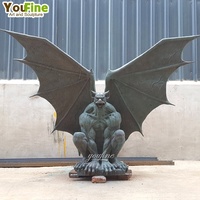 Sculpture de statue de gargoyle monstre en bronze grandeur nature pour la décoration de jardin en plein air