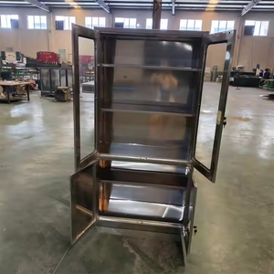 <span class=keywords><strong>Armoire</strong></span> de <span class=keywords><strong>pharmacie</strong></span> en acier inoxydable de qualité hospitalière avec portes en verre et étagères réglables - Product Image 3