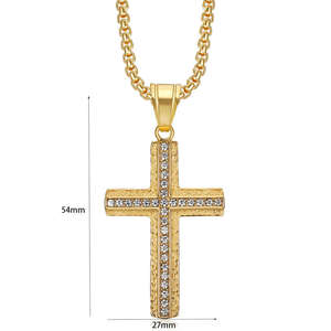 Collier avec pendentif croix <span class=keywords><strong>catholique</strong></span> hip-hop pour homme, bijoux religieux en acier inoxydable, cadeau chrétien imperméable et résistant au ternissement pour homme - Product Image 6
