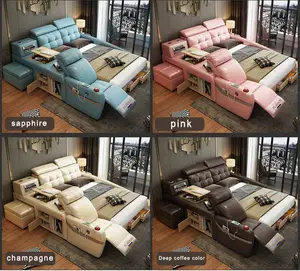 2020 New Design Modern Massage Chair Bed Room Furnitures King Size Queen Size Bed Modern Luxury Set Furnitures