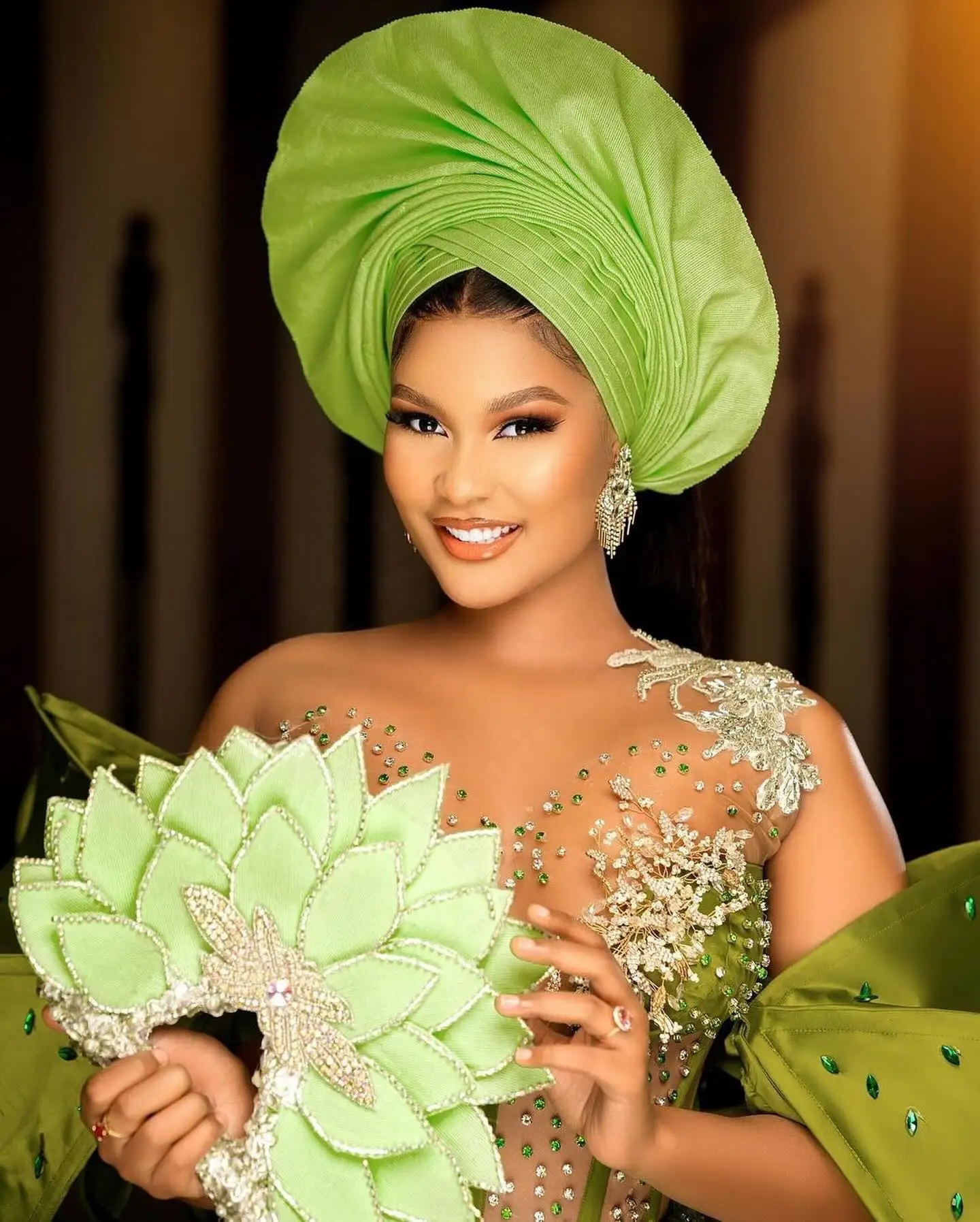 Aso Ebi Traditional Bridal Dress 2025 - Sparkly Green Mermaid Gown for  Nigerian Weddings, Elegant African Party Attire