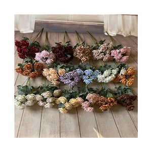 The Most Popular Modern Design 9-head Little Horn Rose Artificial Flower Rose