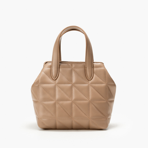 Sac fourre-tout matelassé en cuir PU, sac à bandoulière, sac à main beige pour femme, sac de tous les jours - Product Image 3