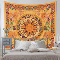 Custom 3D Blanket, Tapestry, Yellow, Sun, Moon, Phases