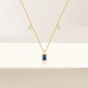 Collier pendentif CANNER en argent sterling 925 plaqué or 18 carats avec zircon cubique rouge et bleu pour femmes - Product Image 3