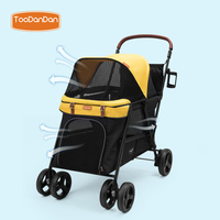 Poussette pliable tout-terrain de luxe pour animaux de compagnie réglable et confortable pour la marche en plein air et le shopping Design à la mode