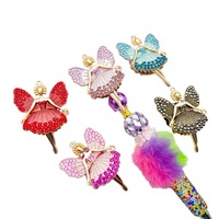 ANTAISEN 51296 Embouts de stylo multicolores en alliage plaqué or avec perles en strass, motif danseuse de ballet mignonne et magnifique, pour DIY