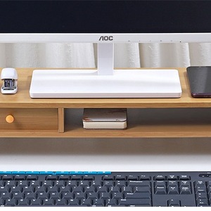 Office Organizer Monitor <b>Riser</b> 2 Tier Desktop Shelf With Storage Drawer For <b>Desk</b> Organization - Product Image 3