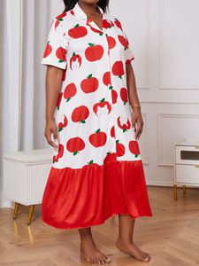 Abito da notte liscio su misura di <span class=keywords><strong>grandi</strong></span> dimensioni per le donne estate a maniche corte Casual dolce stampa <span class=keywords><strong>pigiama</strong></span> da <span class=keywords><strong>donna</strong></span> vestiti per la casa - Product Image 6