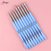 Pincel para decoración de uñas con mango de plástico azul, pincel delineador acrílico fino, herramientas de manicura, pincel para gel UV