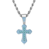 Collier Pendentif Croix Carrée Tendance en Zircon Sertie de Diamants CZ, Chaîne Torsadée, Style Hip-Hop pour Hommes et Femmes, en Cuivre