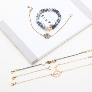 Ensemble de bracelets AliExpress Europe & Amérique 2022 : Bracelet tissé en forme de cœur, carte du monde, tortue, bracelet à perles (5 pièces) - Product Image 2