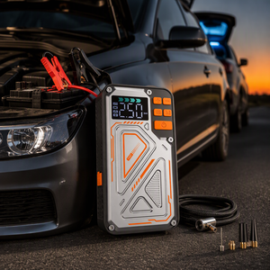 Compresseur d'air portable pour pneus de voiture avec affichage numérique, pompe à air 150 PSI, booster de batterie d'urgence rechargeable pour véhicule - Product Image 4
