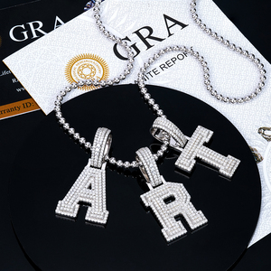 Colgante Hip Hop Personalizado con Letra Inicial A, Completamente Cubierto de Diamantes Moissanite, Chapado en Oro Blanco, Vvs, Joyería de Plata 925 para Hombre y Mujer - Product Image 2