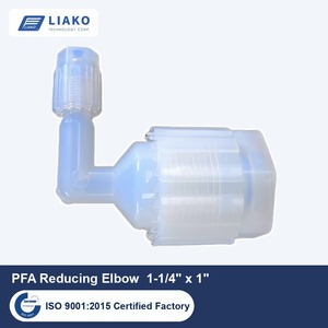 ข้อต่อท่อ PFA Flare 90 องศา แบบลดขนาด 1-1/4" x 1" สำหรับท่อขนาด 1 นิ้ว  ทนทานต่อสารเคมีที่มีความบริสุทธิ์สูง - Product Image 1