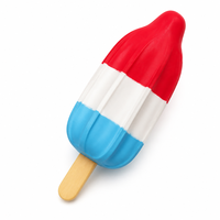 Trio de jouets squishy classiques en mousse souple, motifs Ice Pop, rouge, blanc, bleu, corps cannelé, manche en bois, cadeau d'été