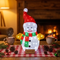 Lumière LED 3D blanche en acrylique motif bonhomme de neige et étoile de Noël IP44, contrôle manuel, alimentation USB/prise murale, décoration de jardin Jinyue JYY008