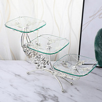 Assiette de fruits en verre trempé vintage européen, ensemble de desserts de luxe léger pour la maison, assiette décorative