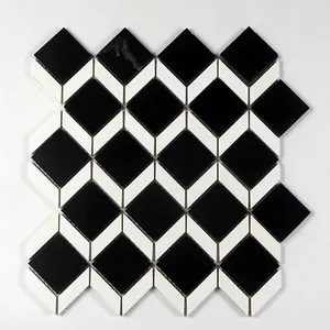 Azulejos de mosaico de mármore branco de losango para cozinha com decoração personalizada de fábrica Backsplash