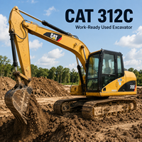Excavatrice d'occasion CAT 312C 12 tonnes 94 CV sur chenilles en acier, prête à l'emploi