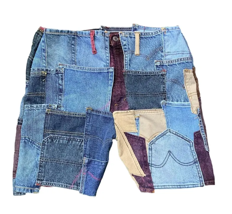 DiZNEW pocket Stitched Denim Shorts men'S Summer Jeans personality washing fashion cowboy men's shorts