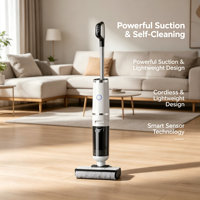 Aspiration puissante 180 °   Aspirateur sans fil humide et sec pour nettoyage des sols en bois dur, avec fonction de séchage à air chaud et conception à plat pour animaux domestiques