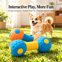 Jouet pour chien en forme d'haltère qui couine, en caoutchouc naturel, jouet à mâcher interactif pour chiots, vente en gros OEM